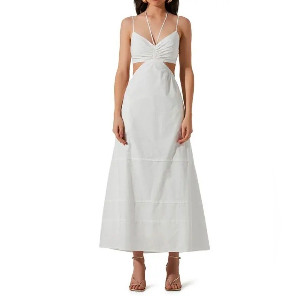ASTR The Label Cutout Cotton Poplin Maxi Dress, Size L